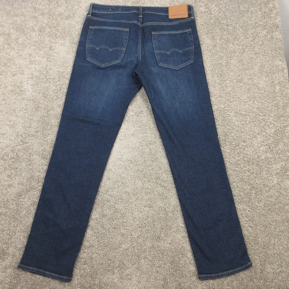 American Eagle Jeans Mens 34x34 Blue Slim Straight Airflex Plus Fade Denim Pants